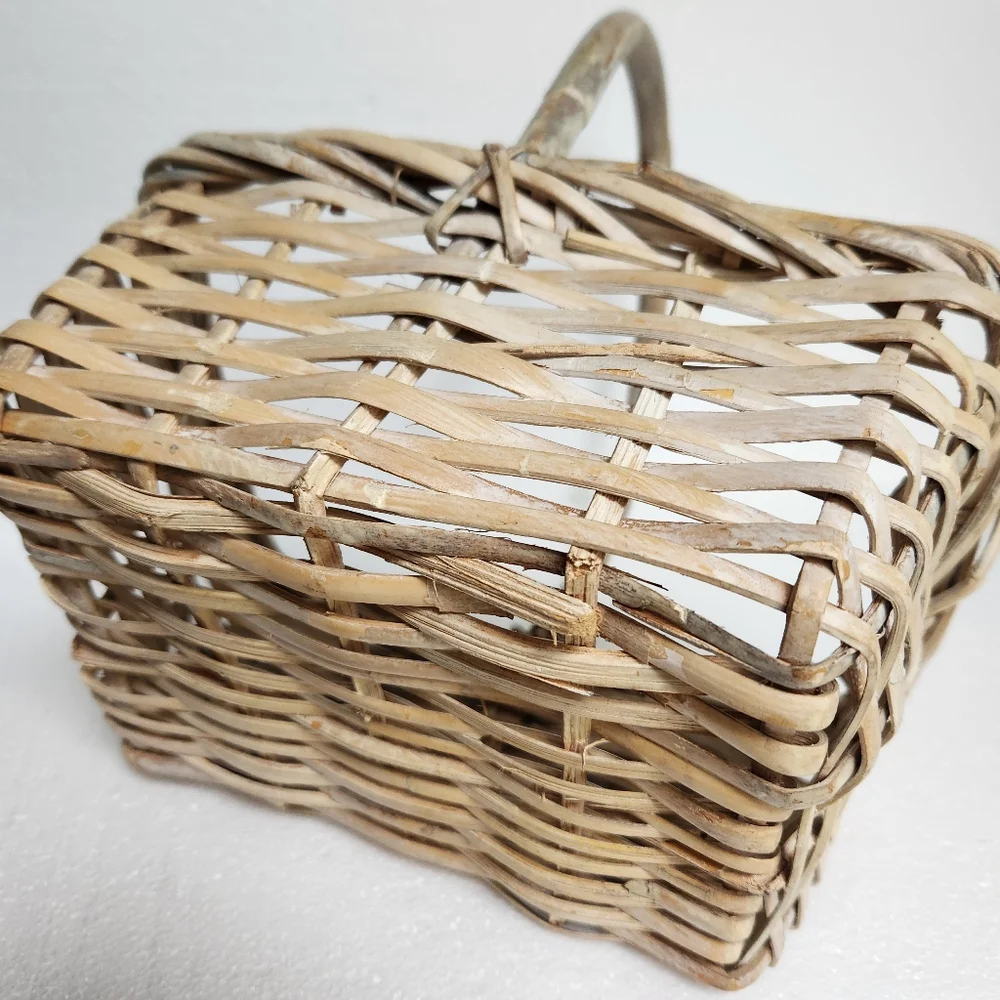 Woven Rectangular Basket with Handle